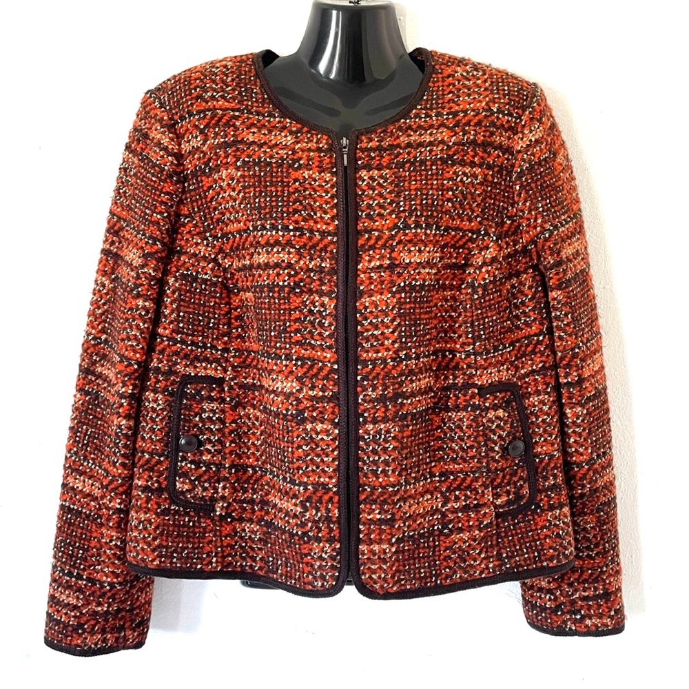 Talbots Red and Black Tweed Blazer